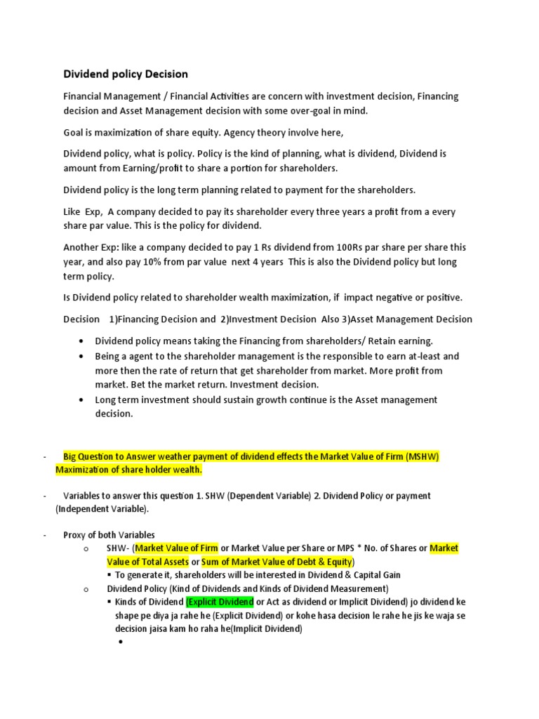 Dividend Policy and Shareholder Wealth | PDF | Dividend | Share Repurchase