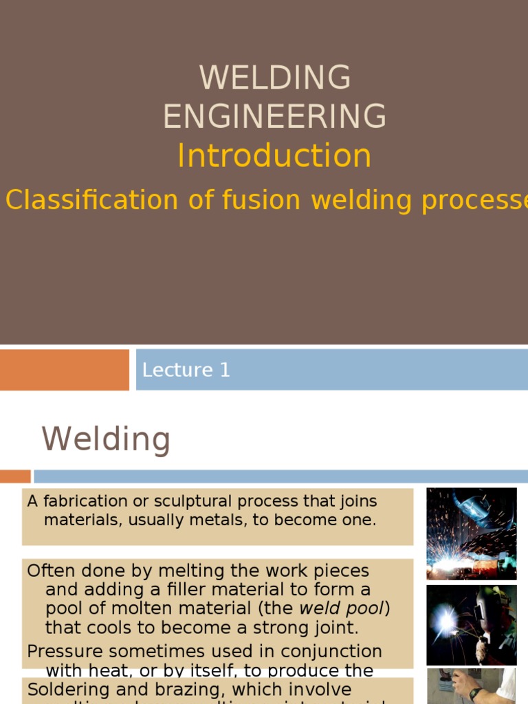 Welding Engineering Classification of Fusion Welding Processes PDF