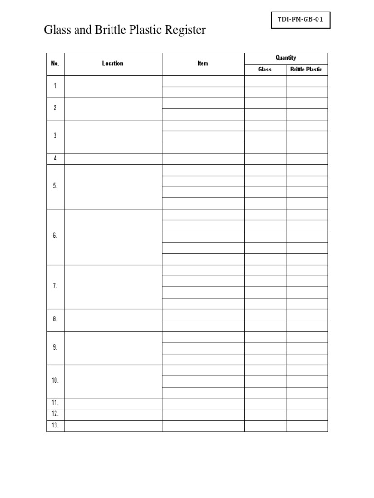 TDIFMGB01 Glass and Brittle Plastic Register PDF PDF