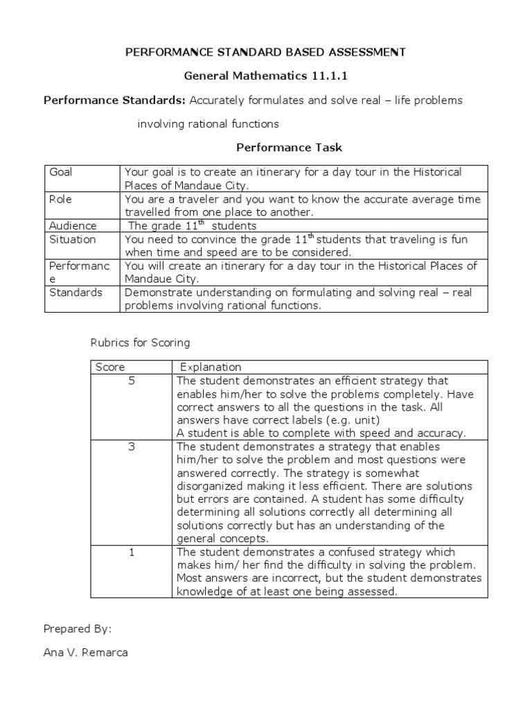 Grade 11 General Math Performance Task | PDF | Function (Mathematics ...