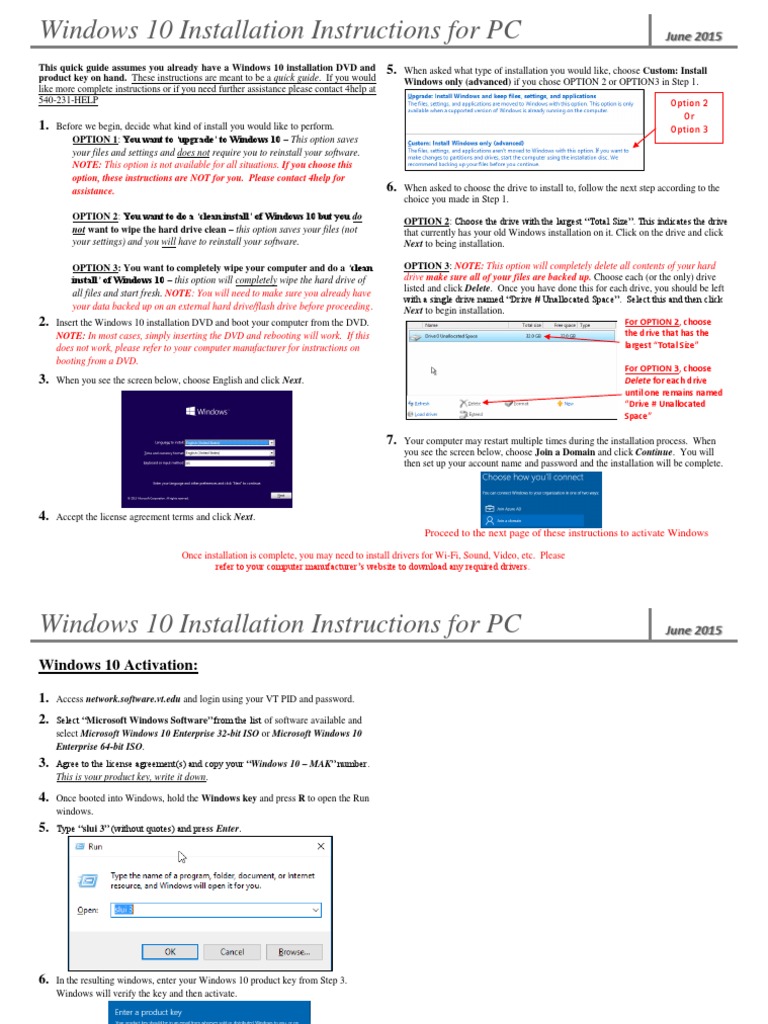 Windows 10 Installation Instructions For PC: June 2015 | PDF