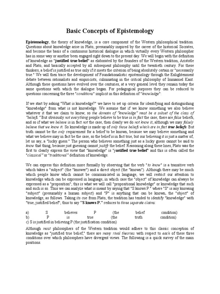 Key Concepts in Epistemology Explained | PDF | Epistemology | A Priori ...