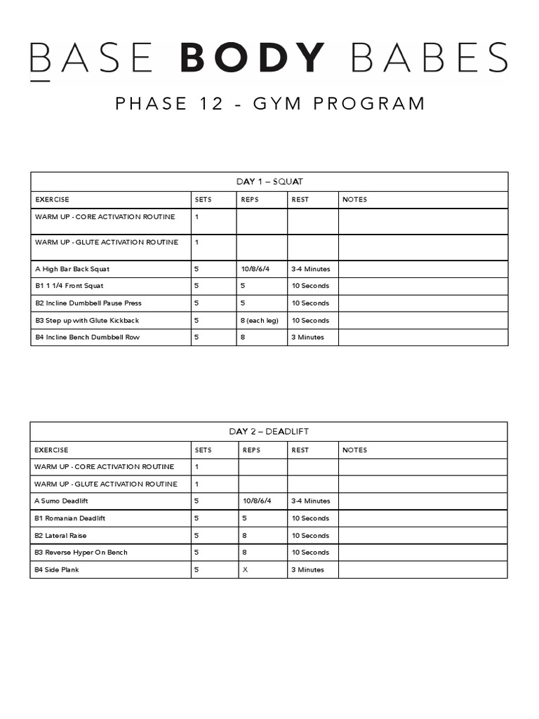 4-Day Gym Program Workout Plan | PDF | Recreation | Weight Training