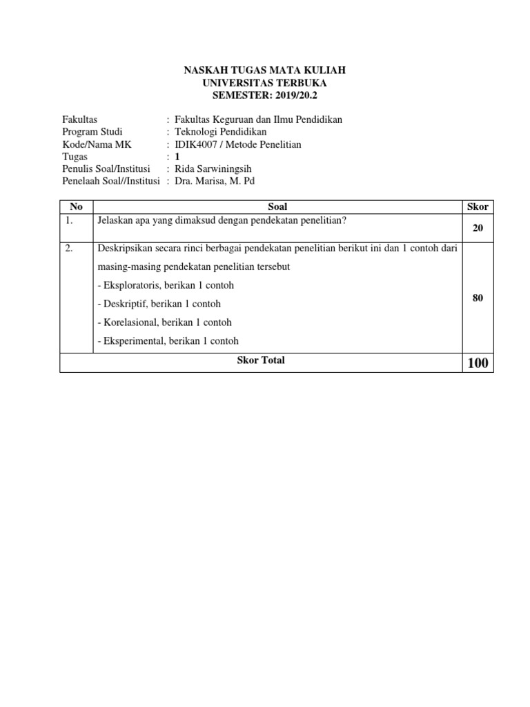 Metode Penelitian Naskah Idik4007 Tugas1 Pdf