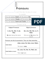 Pronouns: A Pronoun Is A Word That Takes The Place of A Noun. For Example