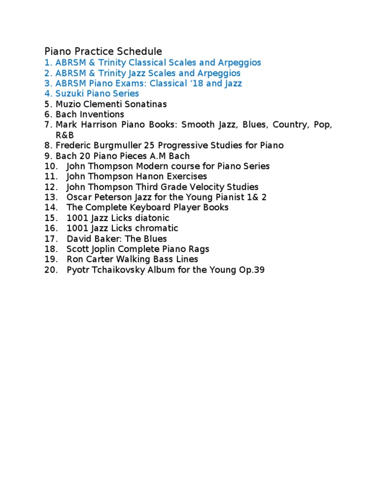 Piano Practice Schedule PDF