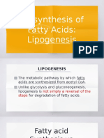 Biosynthesis of Fatty Acids: Lipogenesis