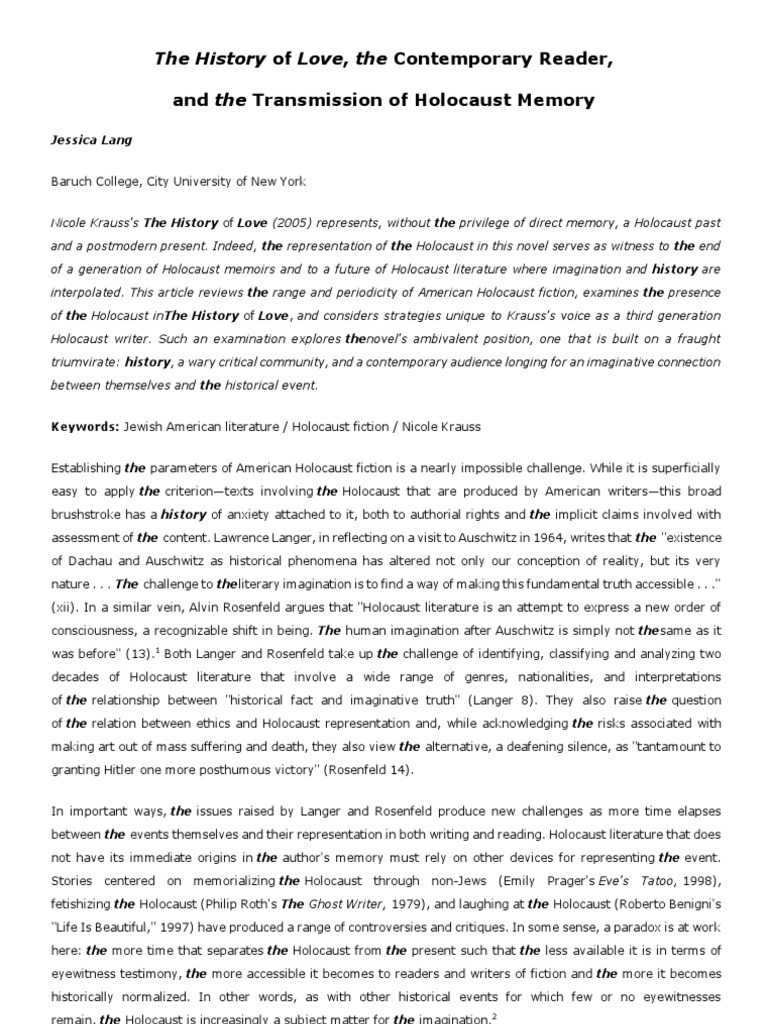 The History of Love, The Contemporary Reader PDF