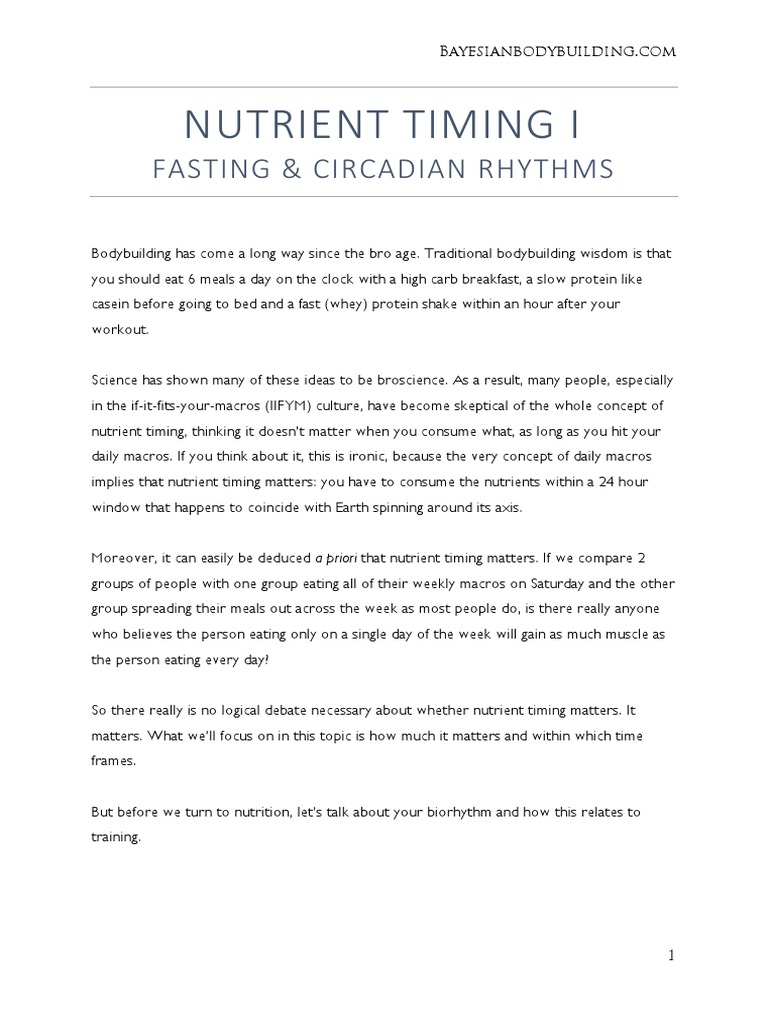 Nutrient Timing and Circadian Rhythms | PDF | Intermittent Fasting ...