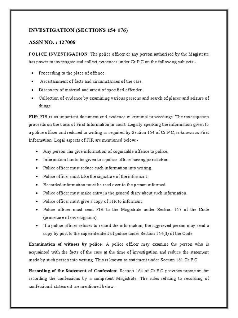 Police Investigation Procedures under CrPC | PDF | Magistrate | Arrest