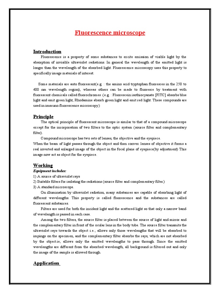 Flourescence Microscope | PDF | Fluorescence Microscope | Optical Filter