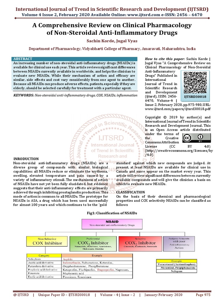 A Comprehensive Review On Clinical Pharmacology of Non Steroidal Anti ...