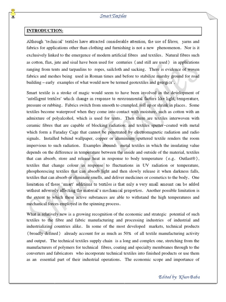 Smart Textile Pdf Textiles Fibers