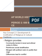 Ap World History PERIOD 2: 600 BCE - 600 CE: Organization and Reorganization of Human Societies