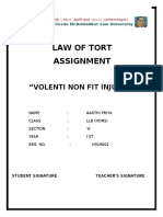 Law of Tort Assignment: "Volenti Non Fit Injuria"