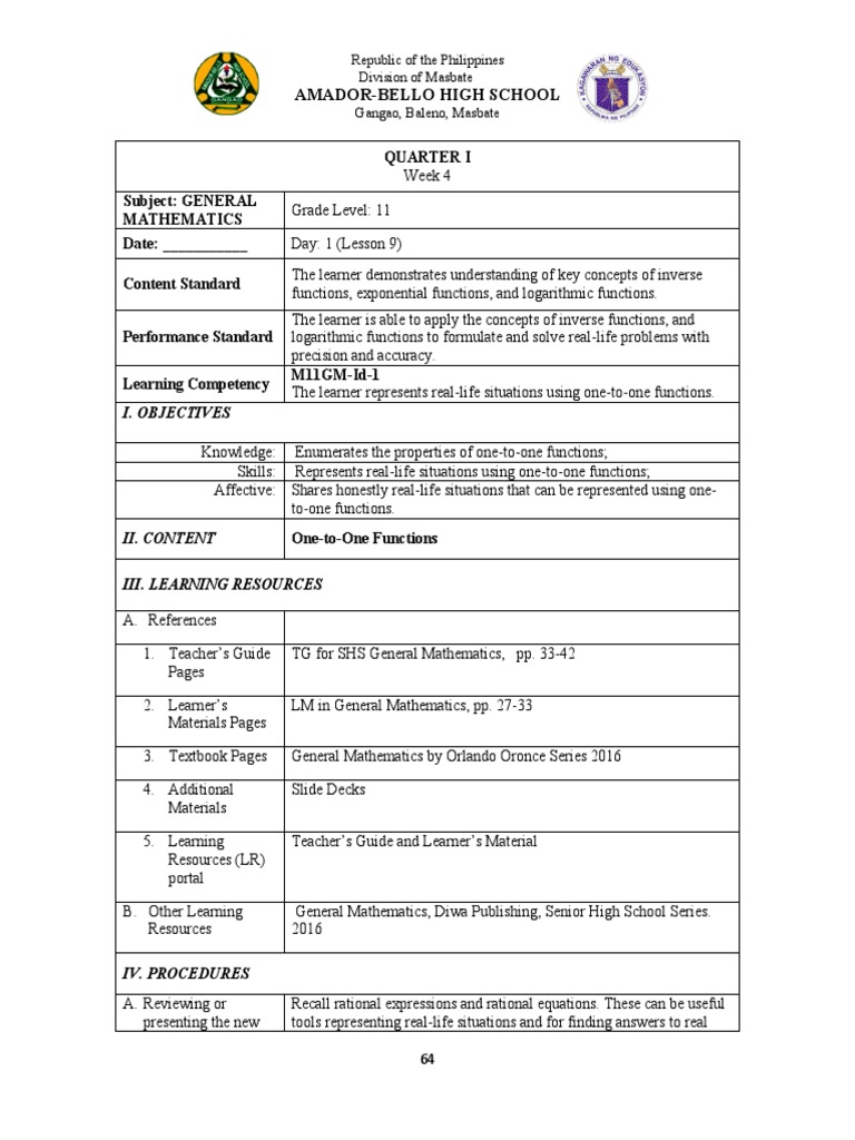 Week 4 Day 1 (Lesson 9) | PDF | Function (Mathematics) | Differentiated ...