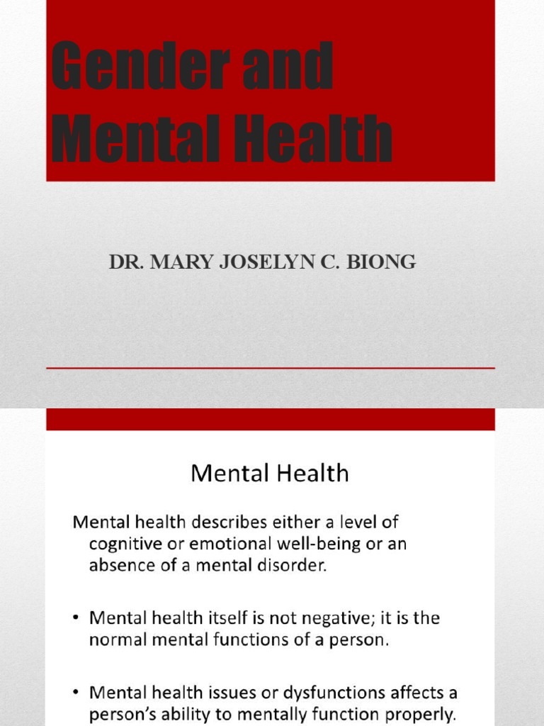 Gender Differences in Mental Health | PDF