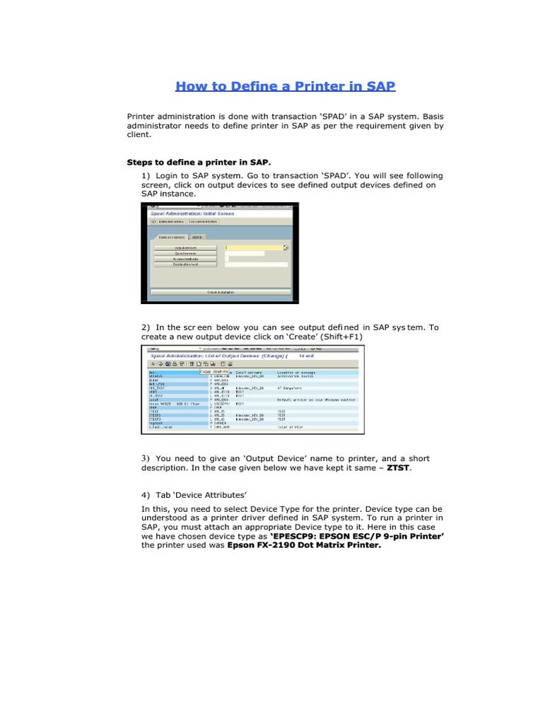 How To Define A Printer in SAP PDF Printer Server