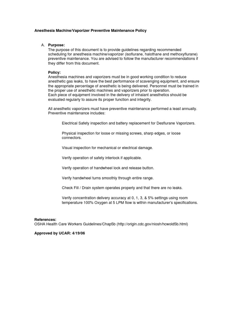 Vaporizer Calibration PDF PDF