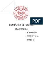 Computer Networks: Practical File K. Manisha 2018UIT2523 It Sec-1