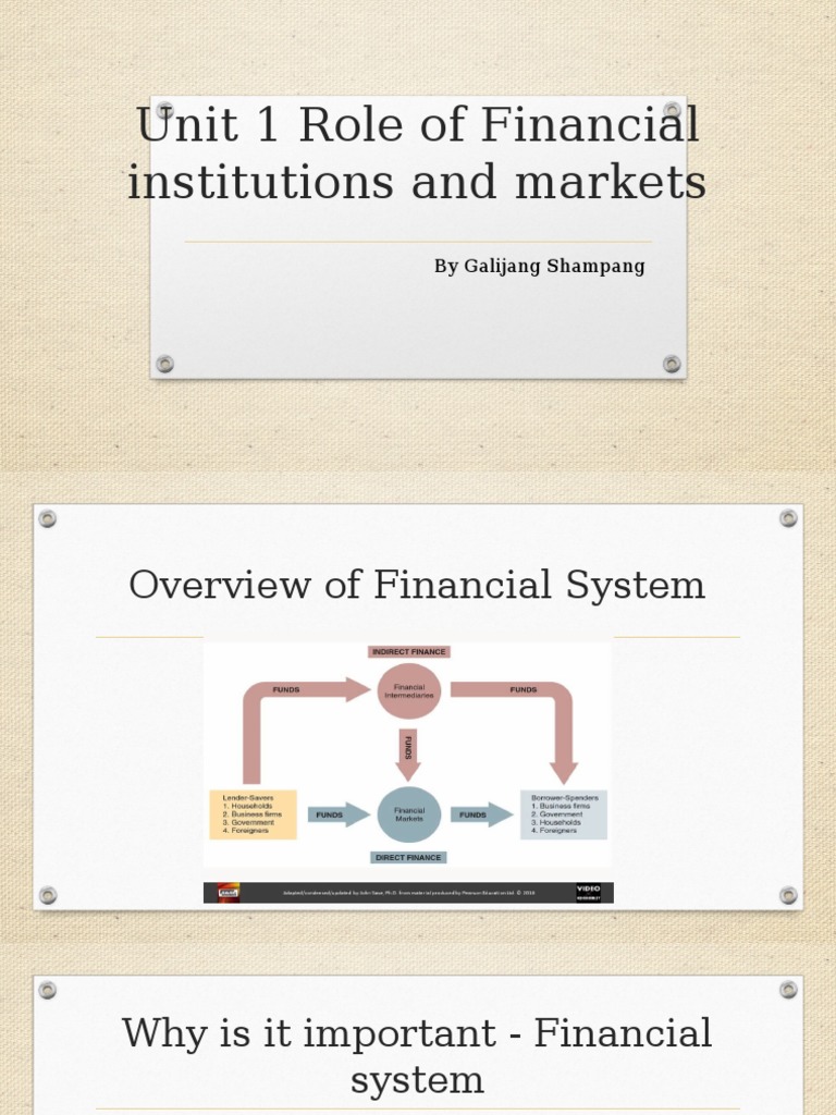 Overview of Financial Institutions & Markets | PDF | Financial Markets ...