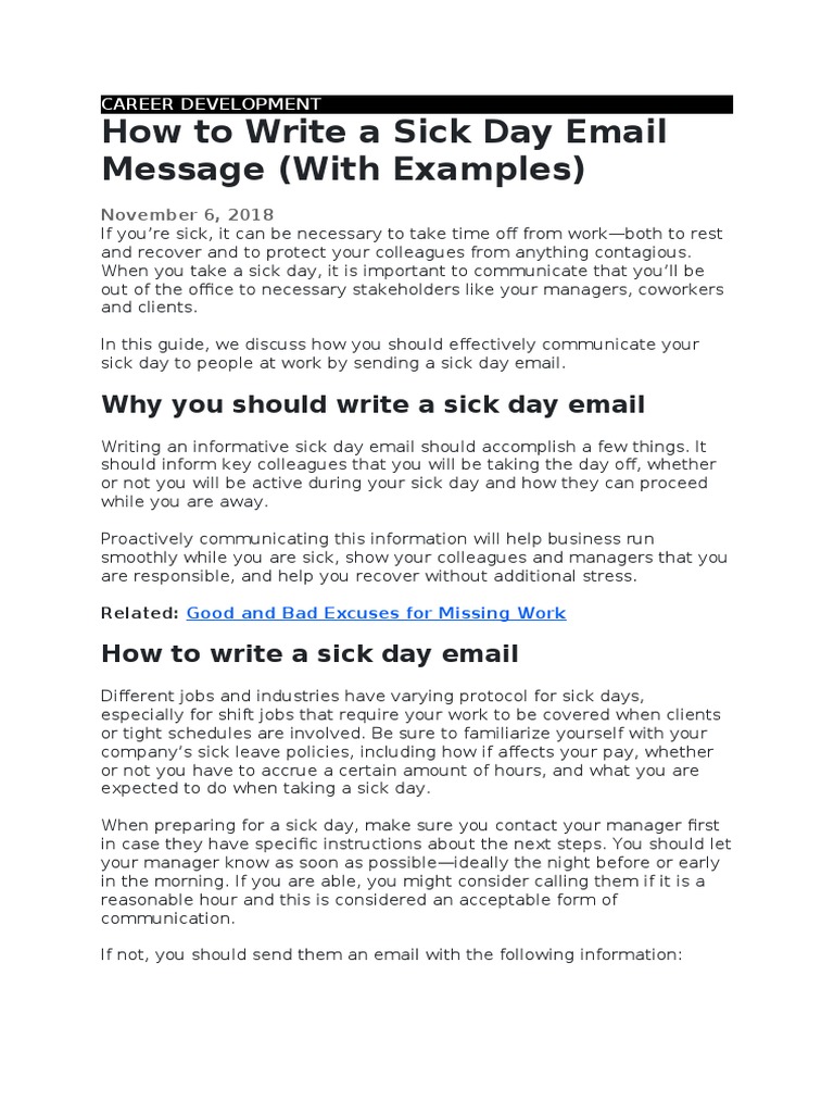 Emailing Skills  PDF  Sick Leave  Telecommuting