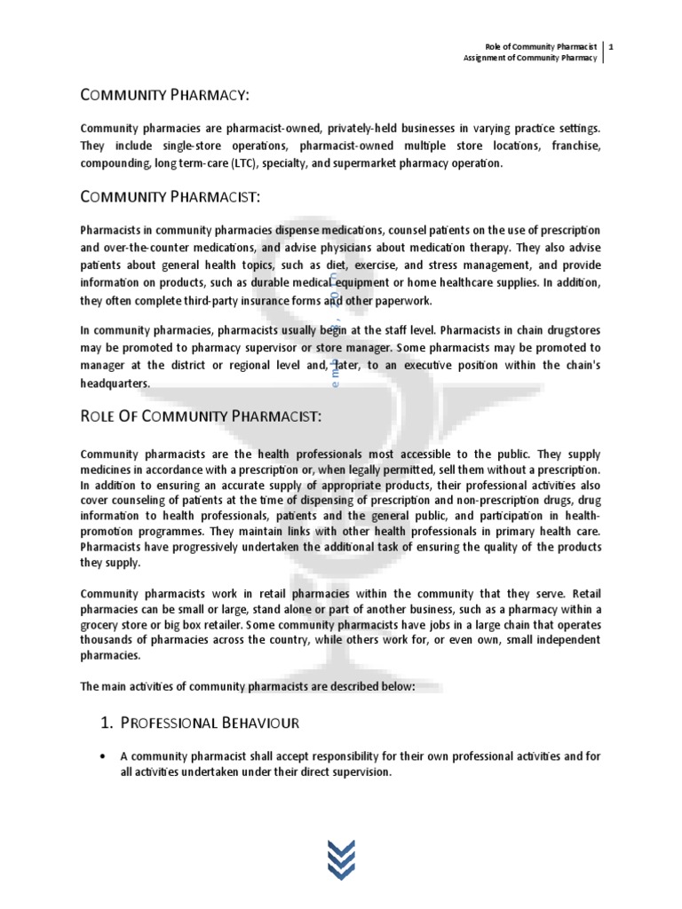 Role of Community Pharmacist Final | PDF | Pharmacy | Hand Washing