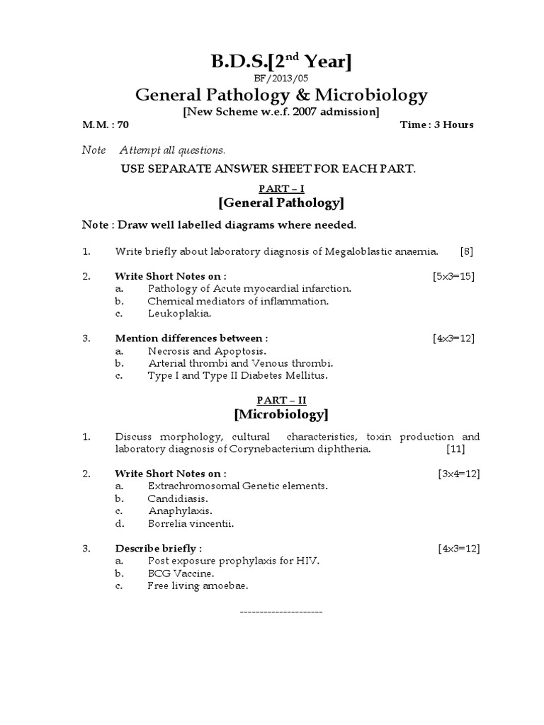 BDS 2nd Year Exam Papers & Notes | PDF | Thrombus | Clinical Medicine