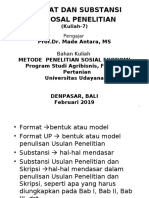 Kuliah 7-Format Dan Substansi Usulan Penelitian