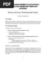 Service Learning: A Small Business Project: Bkam3023 Management Accounting Ii A192 Second Semester February 2019/2020