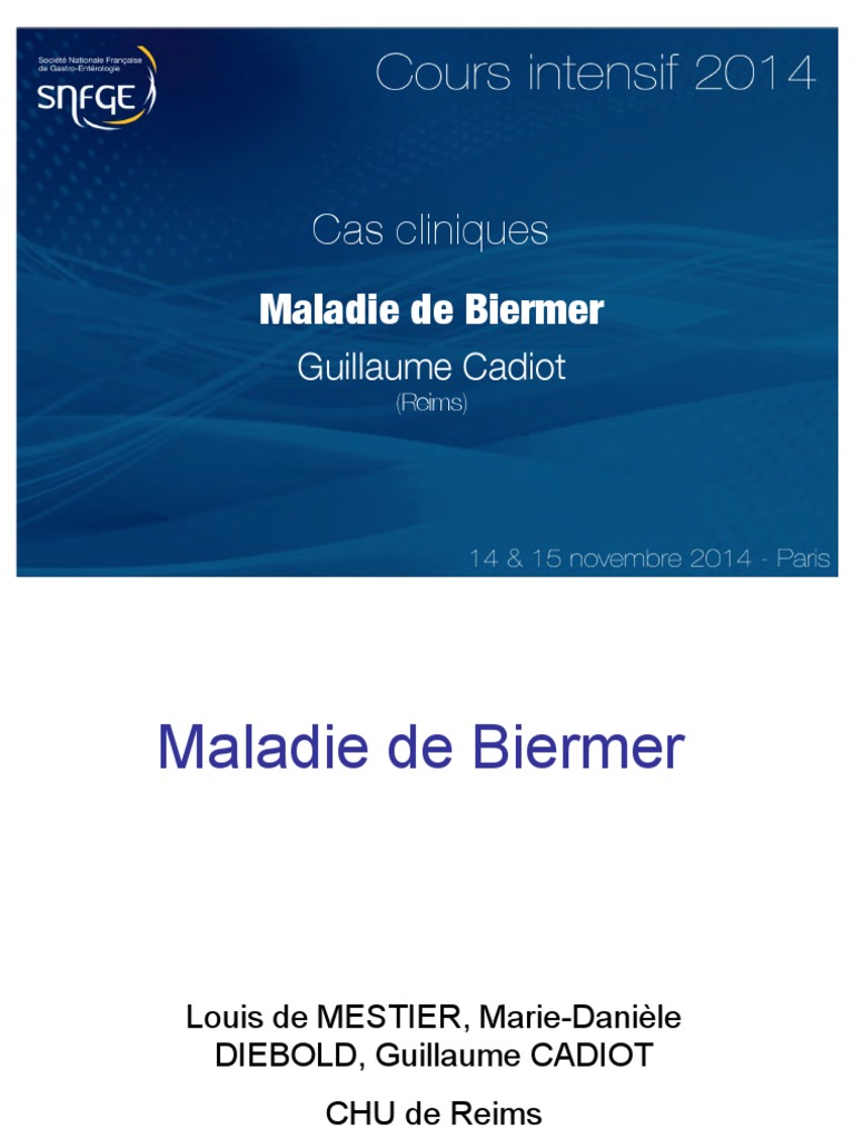 Cas Clinique Maladie de BiermerGuillaume 2014 (Fait) PDF Vitamine — free download