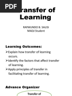 Transfer of Learning: Raymundo B. Salisi Maed Student