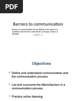 Barriers To Communication: Unit 2