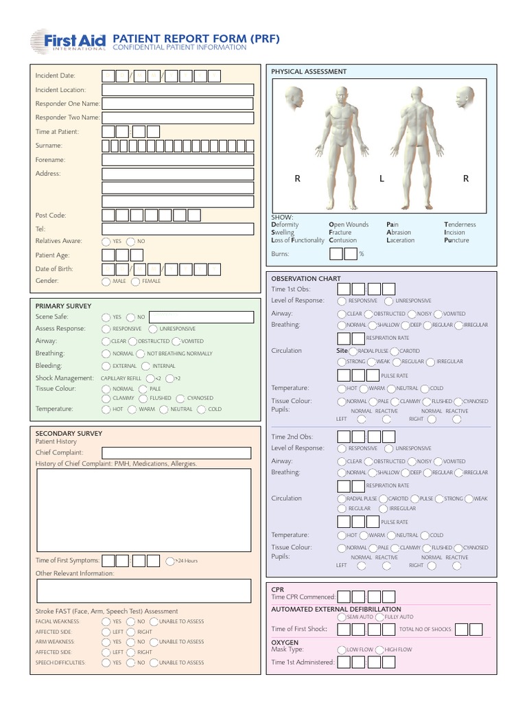 First Aid Patient Report Form Template | PDF | Shock (Circulatory ...