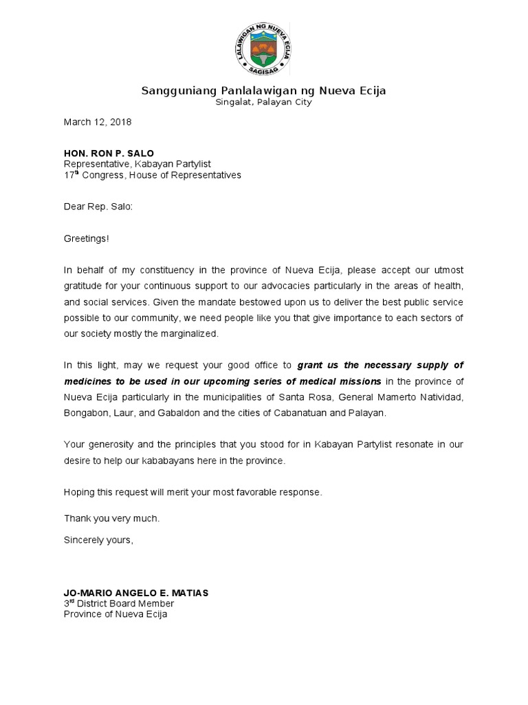 Letter For Kabayan Partylist | PDF