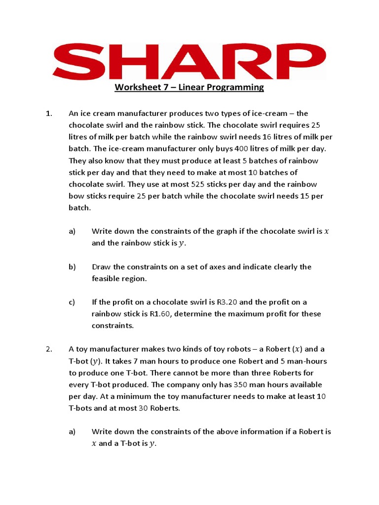 LP Graphical Worksheet - 6 PDF | PDF | Teaching Mathematics