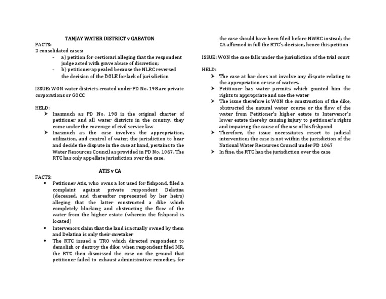 Tanjay Water District V Gabaton NATRES PD No. 1067 PDF