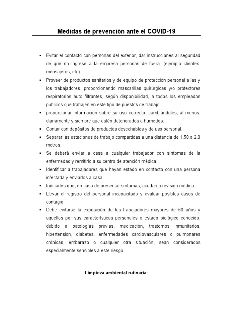Medidas de Prevención Ante El COVID | PDF | Relaciones personales ...