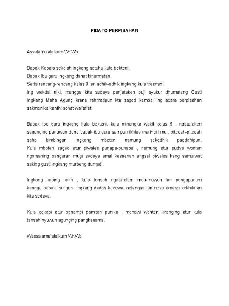 Pidato Perpisahan Kelas Ix  PDF