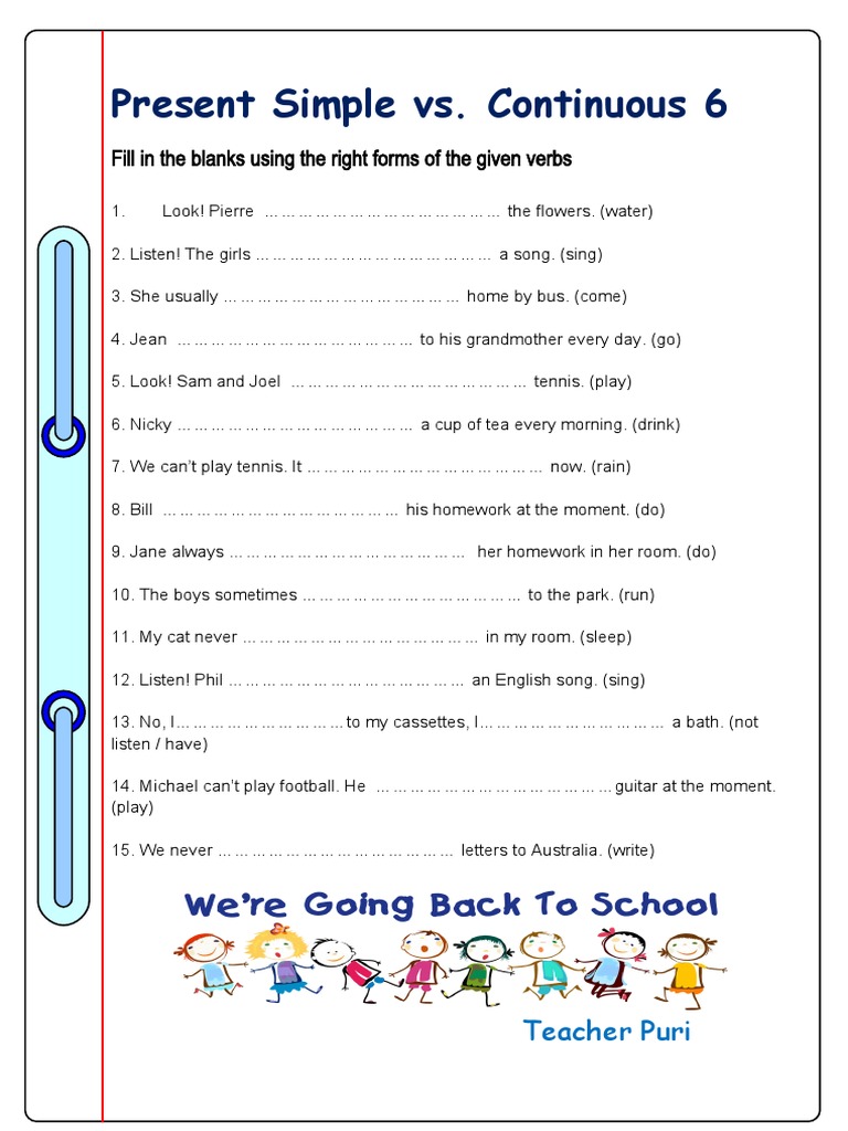 Present Simple vs Continuous Worksheet | PDF