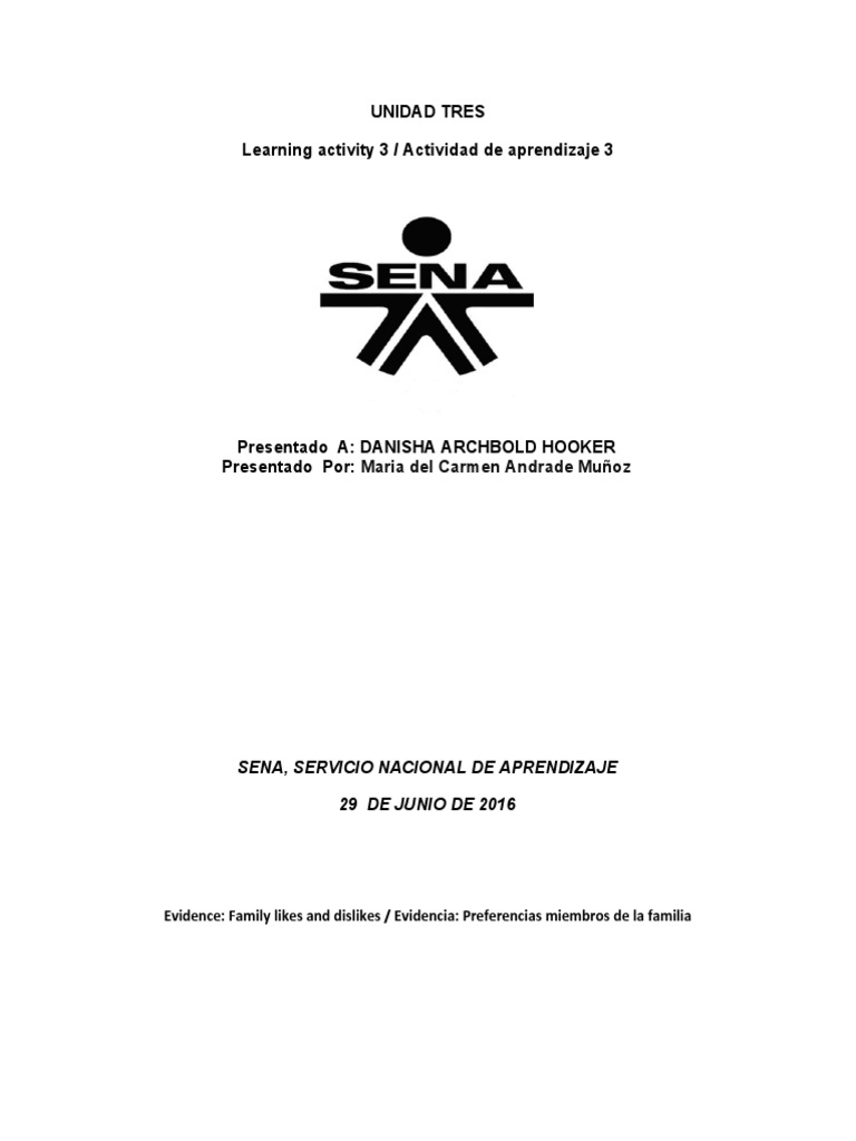 Unidad Tres Learning Activity 3 / Actividad de Aprendizaje 3 | PDF