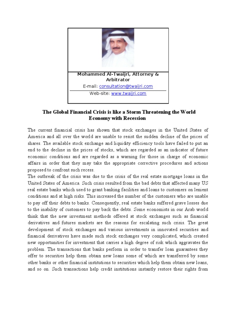 Impact of the 2008 Financial Crisis | PDF | Financial Crisis Of 2007 ...