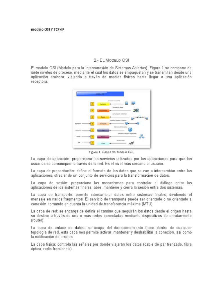 Modelo OSI Y TCP | PDF | Conjunto de protocolos de internet | Modelo osi