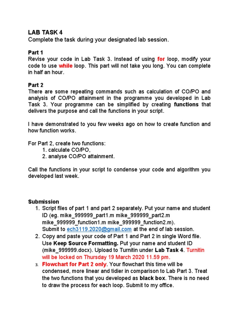 Lab Task 4: Code Revision and Functions | PDF