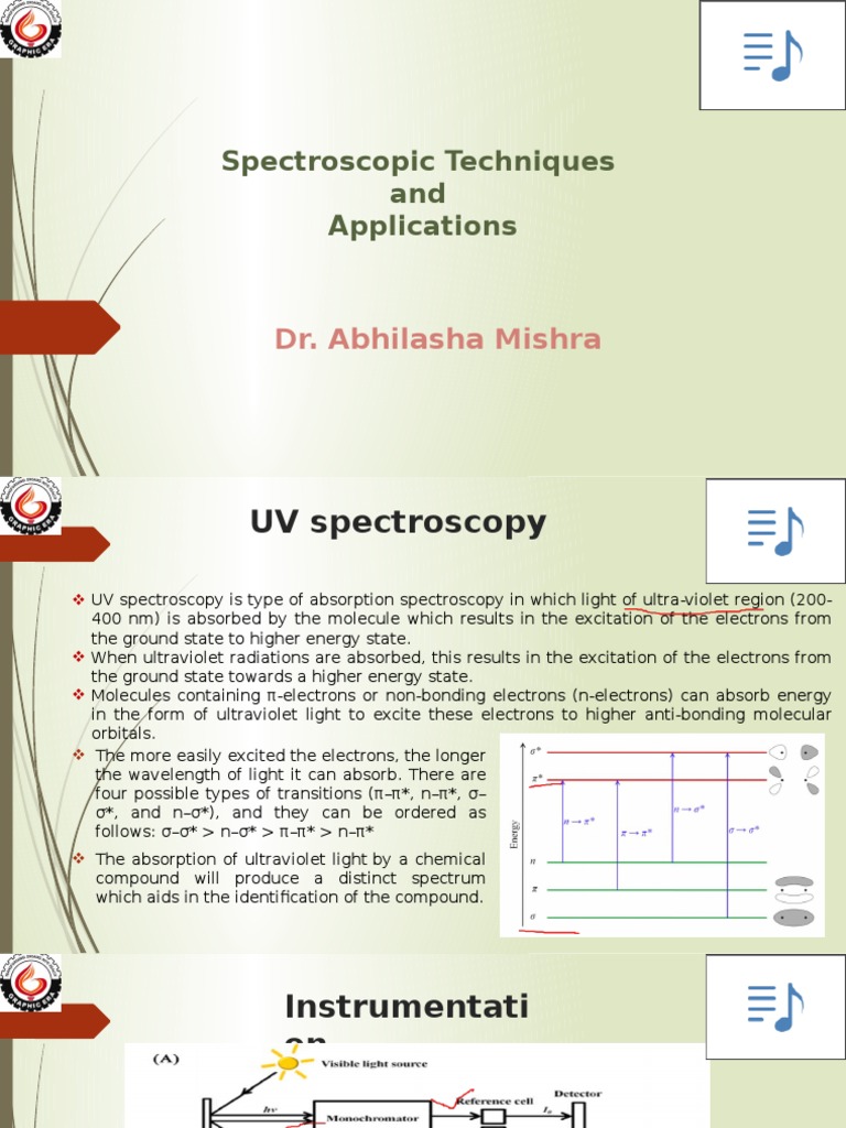 UV Spectroscopy Techniques and Applications | PDF | Ultraviolet–Visible ...