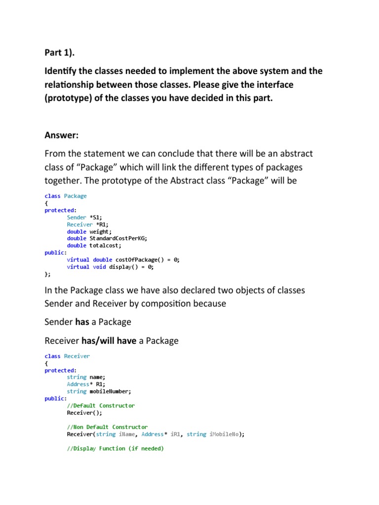 Package Class Design for Delivery System | PDF | Class (Computer ...