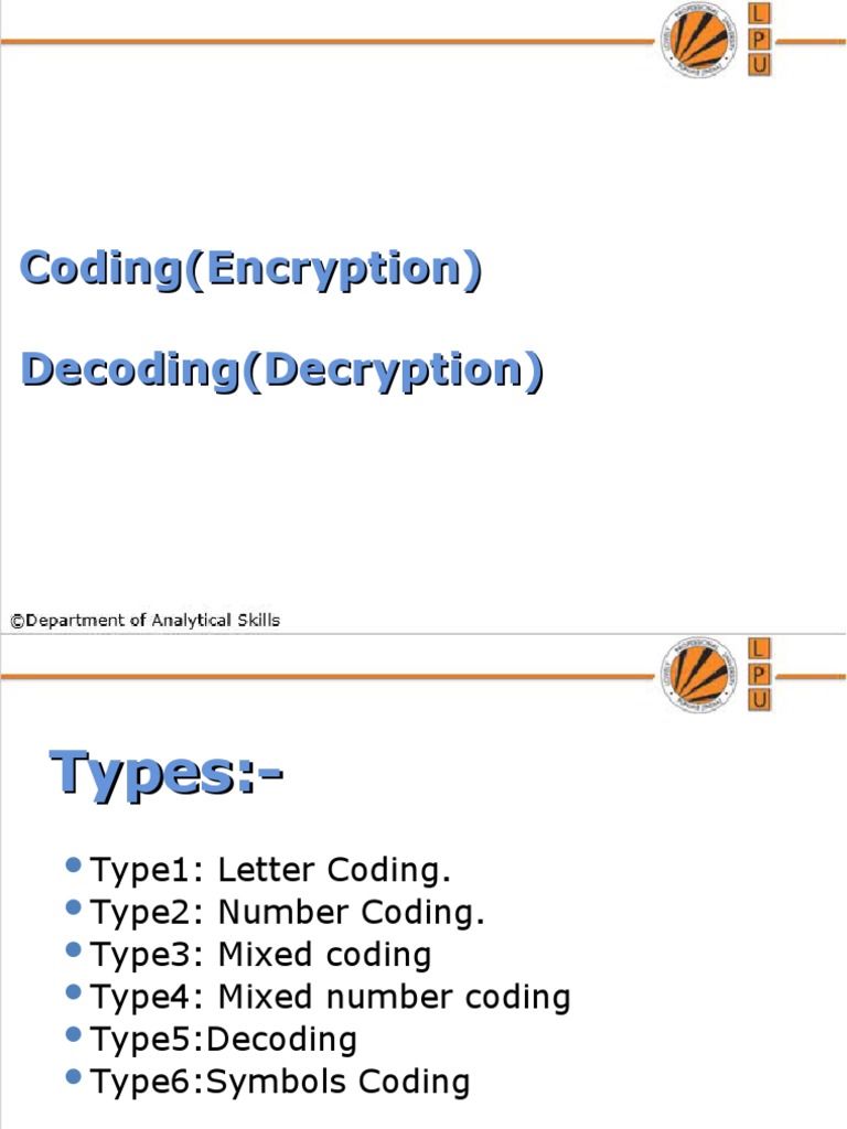 Types of Coding and Decoding Techniques | PDF | Code | Alphabet