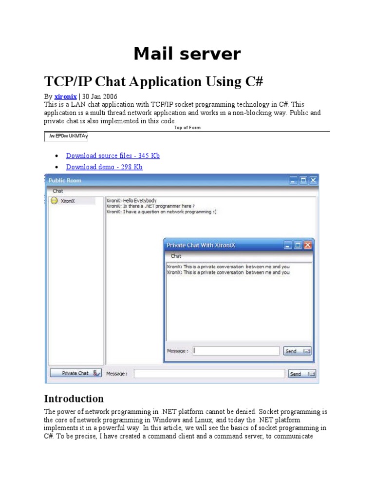 Mail Server PDF Network Socket Port Networking)