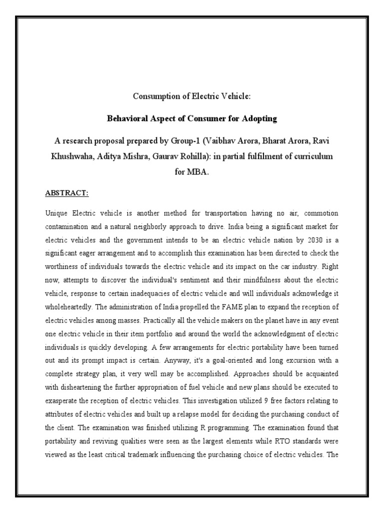 Consumer Behavior Towards Electric Vehicles | PDF | Electric Vehicle ...