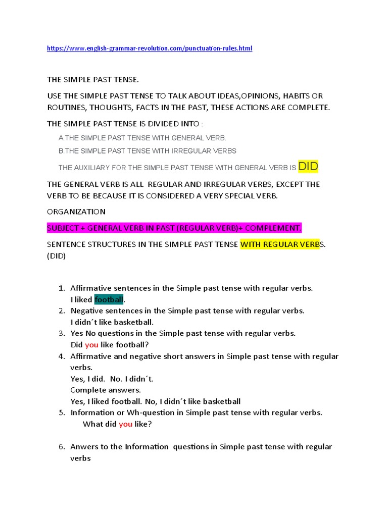 Simple Past Tense Rules & Examples | PDF | Verb | Grammatical Tense